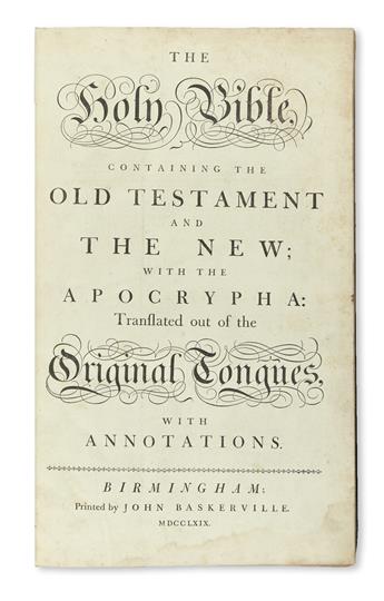 BIBLE IN ENGLISH.  The Holy Bible, containing the Old Testament and the New.  2 parts in one vol.  1769-71